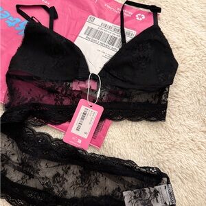 Edikted Black Lace Bra and Panty Set